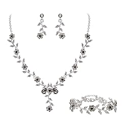 BriLove Women's Wedding Jewelry Set Leaf Cluster