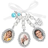Yolev Wedding Bouquet Photo Charm Bridal Lacy Oval Memorial Bride Pendant for Bride and Groom