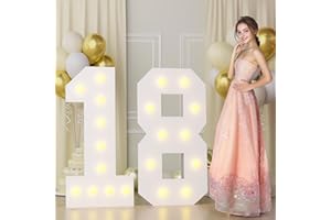 BUGAME 4FT 18 Marquee Numbers, Big 18 Light Up Numbers for 18th Birthday Decorations Warm Light 18 Year Old Birthday Decorations for Anniversary Party Decor