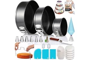Cake Pans with Baking Supplies | 100 Pcs Springform Pan Set Includes 3 Round Non-Stick Moule a Gateau (4,7,9 inches Baking Pa
