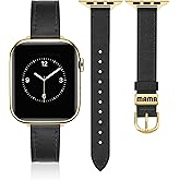JR.DM Slim Leather Band Compatible with Apple Watch Bands Women 38mm 40mm 41mm 42mm(S11/10) 44mm 45mm 46mm 49mm Genuine Leather Strap with Metal Loop for iWatch Series 11/10/9/8/7/6/5/4/3/2/1 SE