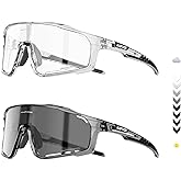 KAPVOE Photochromic Cycling Glasses for Men Women Sports Sunglasses Frame Discoloration HD Bike Glasses K76