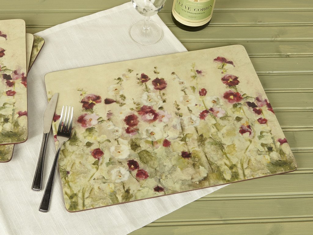 Wild Field Poppies Premium 4-Piece Set of Cork Backed Placemats by Creative Tops, 40 x 29 cm (15.75" x 11.5")