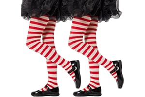 Yilanmy Girls Colored Striped Tights Toddler Witch Tights Kids 2 Pairs Halloween Christmas Stockings