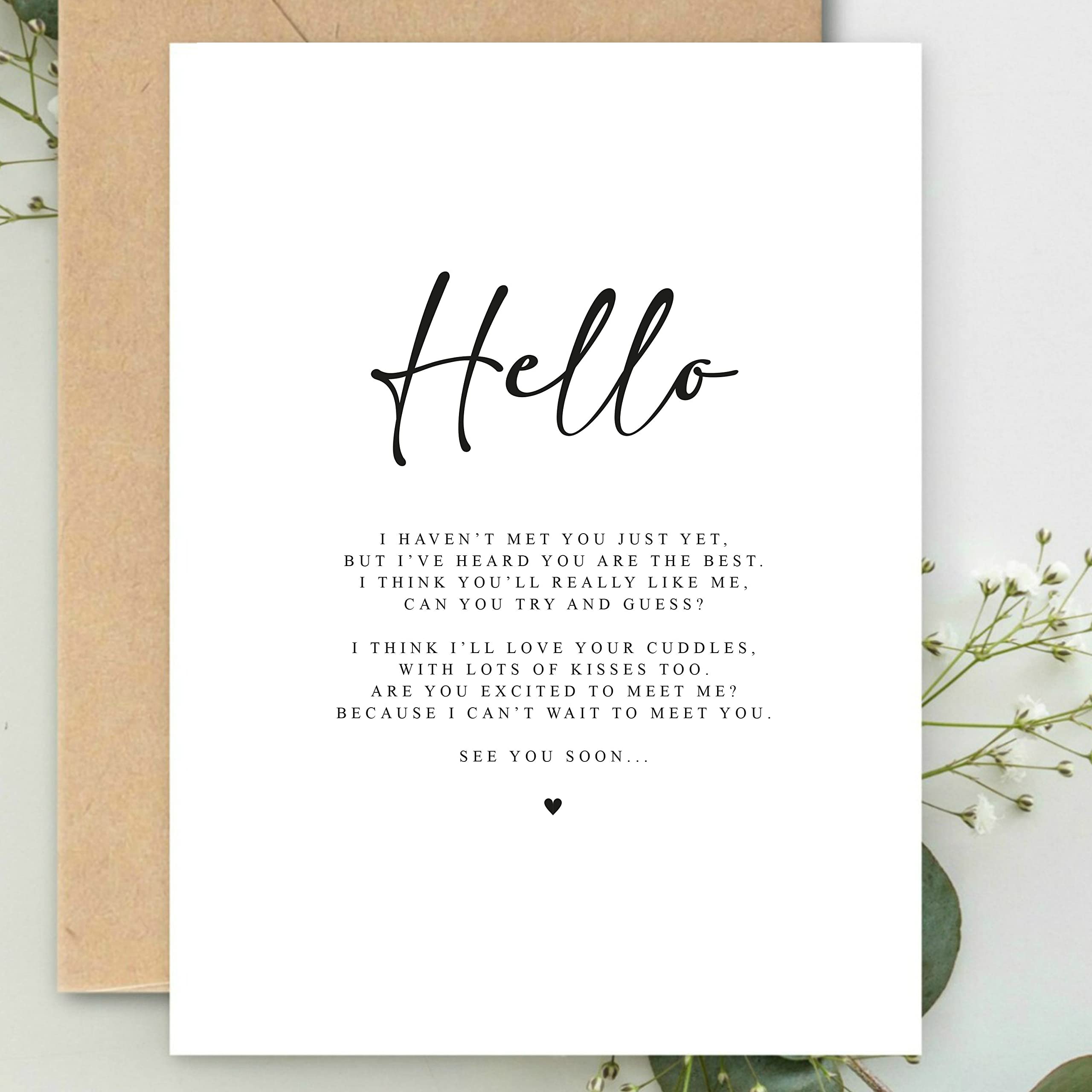 Hello Poem Pregnancy Announcement A5 Card with envelope, Family, Pregnancy Announcement, Pregnancy Reveal, Friends, Christmas Card,