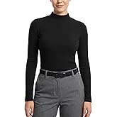 Zengjo Womens Mock Neck Long Sleeve Tops Ribbed Thermal Baselayer Shirt Stretch