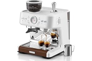 COUPLUX Espresso Machine, 58MM Professional Espresso Machine with Grinder Powerful Milk Frother Steam Wand 15 Bar Espresso Coffee Machine For Home Cappuccino & Latte Machine Stainless Steel