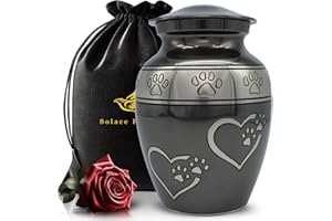 SOLACE FOREVER Medium Pet Urns for Ashes - Urn for Dogs & Cats - Honor Your Loved Furry Friend with Pet Cremation Urns - Paw Print Urn for Dogs & Cats (Slate Gray, Medium)