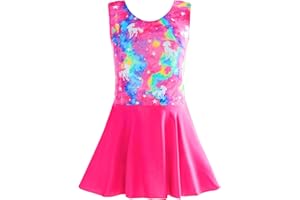 TENVDA Girls Ballet Leotards with Skirt Sparkly Sleeveless Gymnastics Dance Dresses Outfit (Toddler/Little Kid/Big Kids)