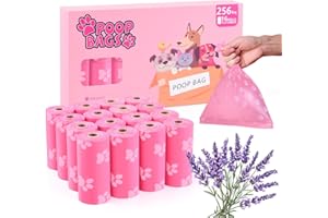 PPEIWASTE Poop Bags Rolls 256 Count - 9x13 Inches Pink Thickened Leakproof Lavender scent Poo Bags for Dogs, Eco-Friendly Pet Waste Bags for Walking, Home, Travel