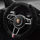 HAOKAY Luxury Fluffy Winter Steering Wheel Cover for Men Women,Soft Warm Short Plush Steering Wheel Cover Black Fuzzy with Universal 14.5-15 Inch