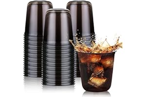 100 Pcs Black Plastic Cups, 12oz Disposable Stemless Wine Glasses for Cocktail Cute Clear Cocktail Wine Glasses Black Party C