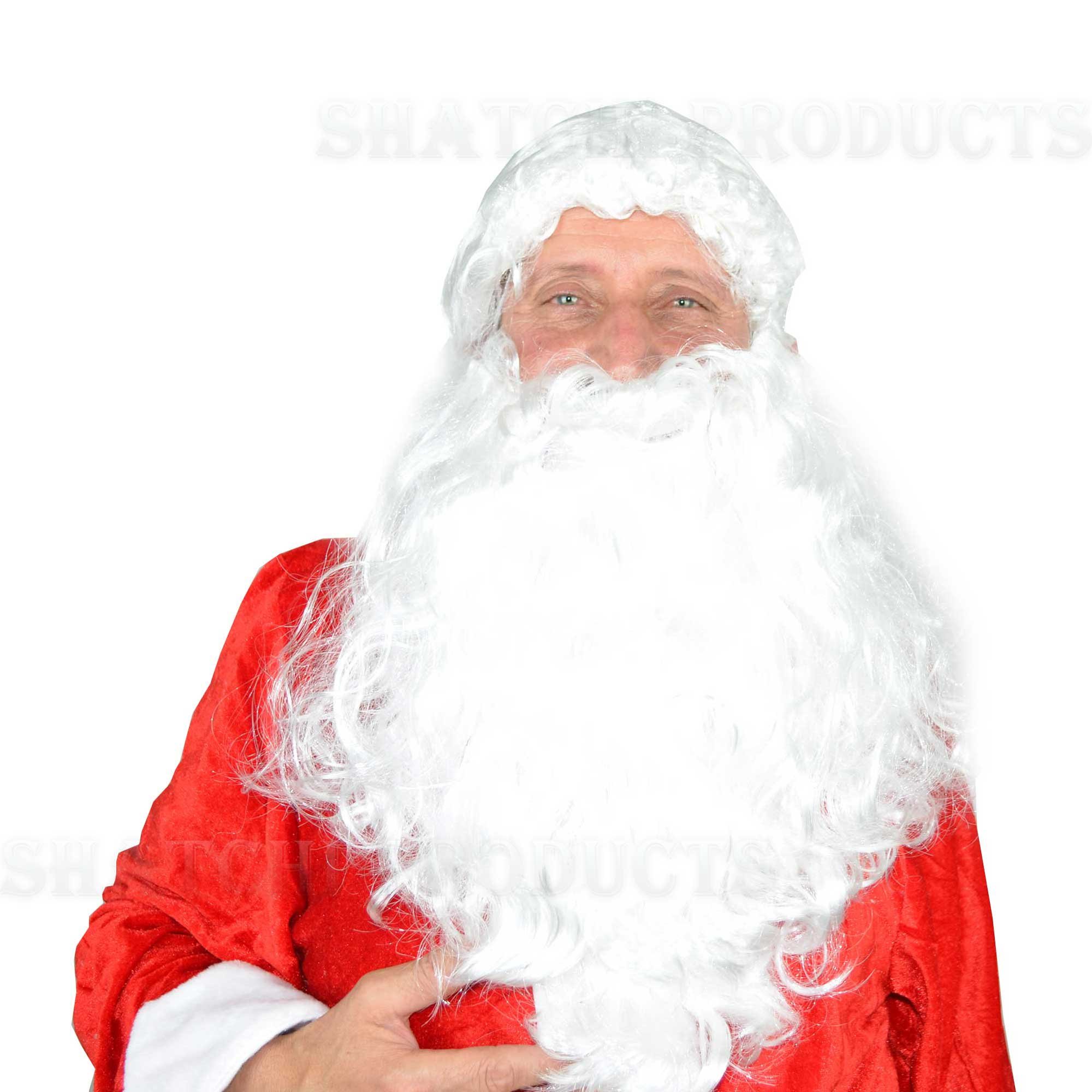 Deluxe Adult's Santa Father Christmas Beard and Wig Long White Santa Claus Fancy Dress Costume Accessories Halloween Wizard Wig