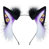 BNLIDES Handmade Demon Wolf Ears Headband Adult Furry Animal Ears Hairband for Costume Party, Halloween, Cosplay Accessories