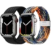 Aladrs Braided Solo Loop Strap Compatible with Apple Watch Bands 38mm 40mm 41mm 42mm 44mm 45mm 49mm, Adjustable Stretchy Elastic Sport Replacement Wristband for iWatch Ultra Series 8 7 6 5 4 3 2 1 SE