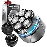 HUMMINGBIRD MK3 Stealth Edition Electric Head Shaver - No Nick Electric Razor for Men, Cordless USB C Rechargeable, Waterproof Wet/Dry Shave, 6 Blade Head, LED Display, Rotary Skull Shaver with Case