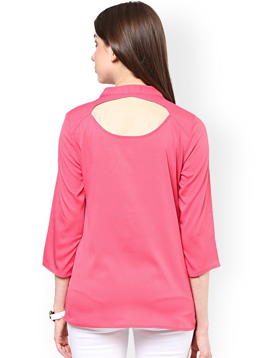 rare pink georgette layered top with cut-out detail (ep1602)