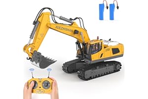 KIDSFAVES Remote Control Excavator Toy for 6 Year Old Boys,RC Excavator with 2 Rechargeable Batteries,11CH Excavator Toys for Boys 6-7 8-12 Year Old Kids 2023 Christmas Birthday Gift