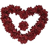 IPOPU 16PCS Burgundy Dahlia Artificial Flowers 5.9'' Large Dahlia Faux Silk Flowers Bulk Fake Flowers for DIY Wedding Bouquets Baby Shower Table Centerpieces Floral Arrangements Party Decor, Burgundy