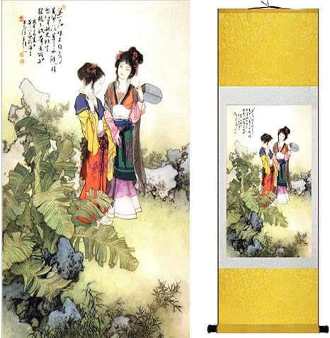 Amazon 可愛い女の子の絵中国の芸術絵画ホームオフィスの装飾中国の絵画芸術フィギュア絵画 キャンバス キャンバス用品 通販