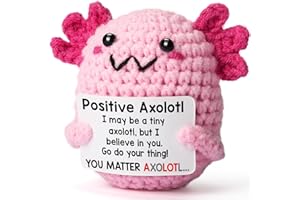 WEYON Positive Crochet Axolotl, Mini Handmade Emotional Supporting Plush Gifts for Women Girls Teens Friends, Cute Birthday Christmas Stocking Stuffers Easter Graduation Teacher Appreciation