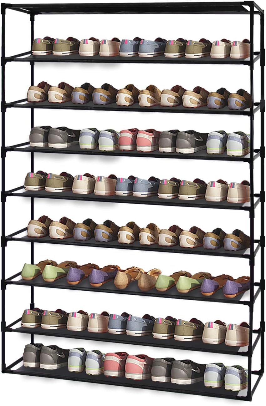steel shoe racks on Amazon Com Jerry Maggie 9 Tier Steel Shoe Rack Shelf Detachable Non Woven Waterproof Clothes Rack Shoe Storage Shelves Free Standing Flat Racks Classic Style Multi Function Shelf Organizer Furniture