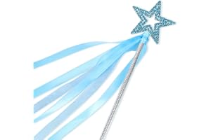 Lovelyshop Blue Crystal Metal Star Fairy Wand with Ribbon for Girls Halloween Decorations