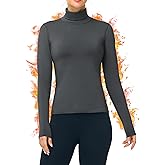 Roadbox Womens Thermal Underwear Tops, Turtleneck Warm Fleece Lined Long Sleeve Shirts, Winter Cold Weather Ski Base Layer