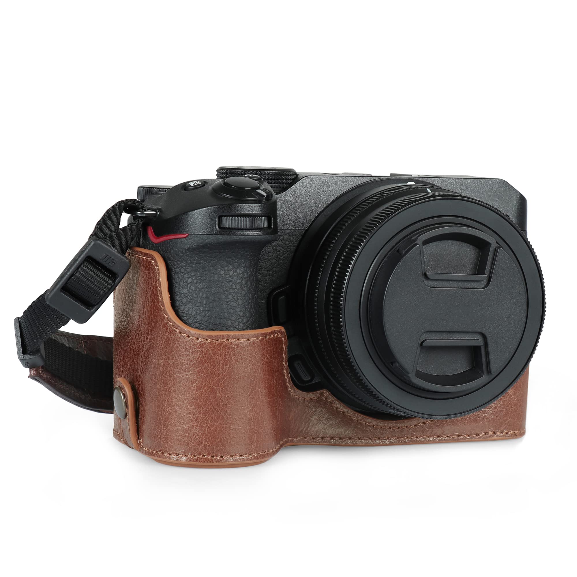 MegaGear Ever Ready Genuine Leather Half Camera Case Compatible with Nikon Z30 (Brown)