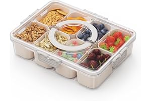 Antomin Snackle Box Container 13.7Inch Large Size, Travel Car Charcuterie Box, Snackle Box Charcuterie Container, Divided Serving Travel Snack Tray with Lid for Candy, Fruits, Nuts - 8 Compartments