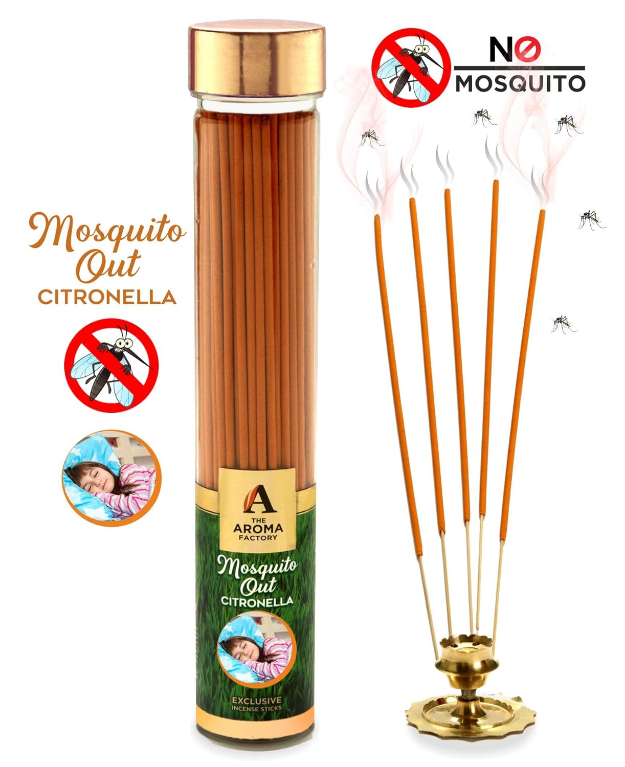 The Aroma Factory Wood Mosquito Out Citronella Incense Sticks Mosquito