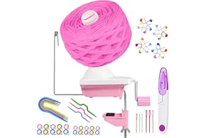 Ayasee Yarn Ball Winder, Yarn Winder for Crocheting Spinner Knitting Hand Operated Storage + 53 Pieces Stitch Knitting Needles + 1 Pieces Scissors (Pink)