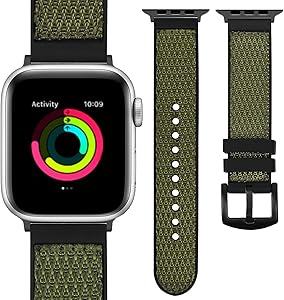 Misker Compatible with Apple Watch Band 38mm 40mm 42mm 44mm, Sweatproof Genuine Nylon and Rubber Hybrid Band Strap Compatible with iWatch Series 5 4 3 2 1