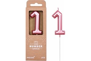 PHD CAKE 2.76 inch Classical Pink 1 Number Birthday Candles, Pink Number Candles, Cake Number Candles, Party Celebration