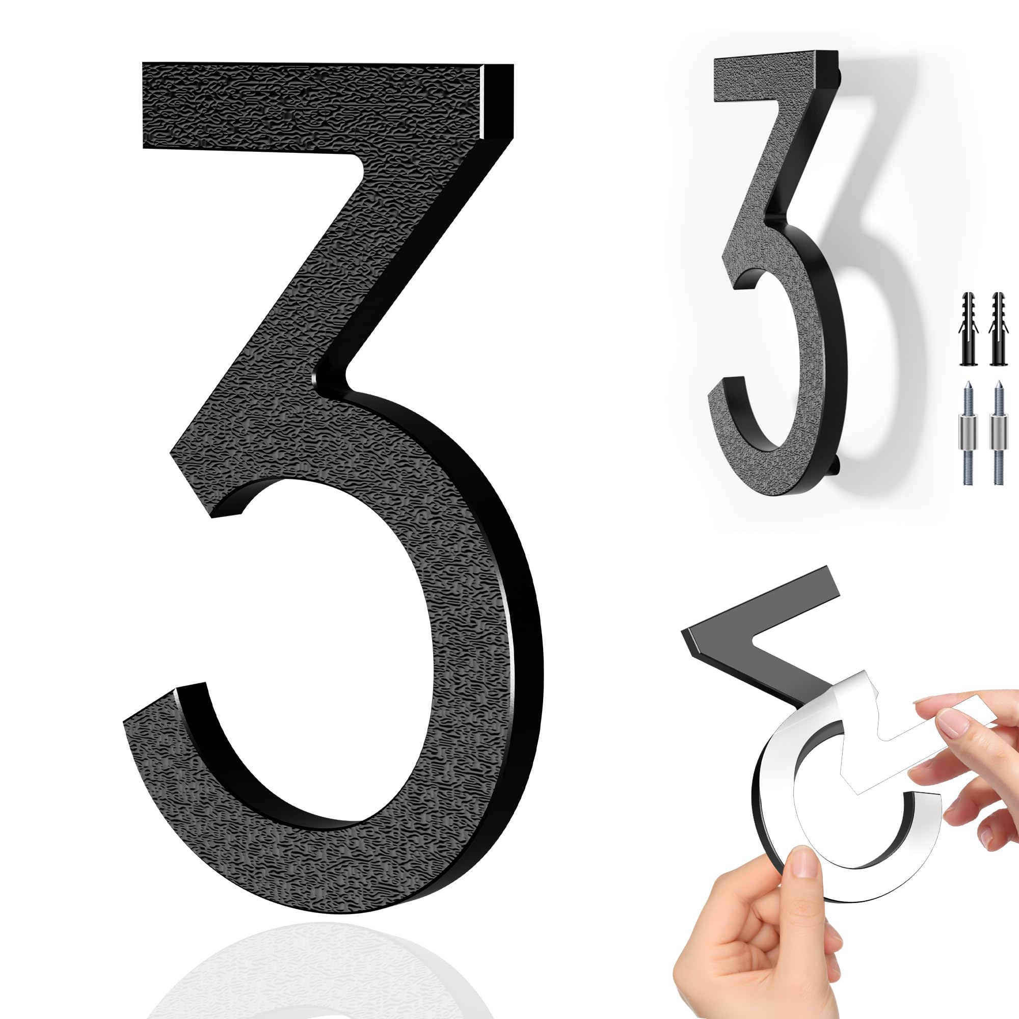 6 Inch Self-adhesive House Numbers, Modern Floating