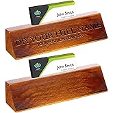 Eersida 2 Pcs Blank Business Wood Name Plate for Desk Name Plate Walnut DIY Personalized Wooden Name Plaque for Desk Nameplate for Office Classroom Gift 8 x 2 x 2 Inch (Card Slot)
