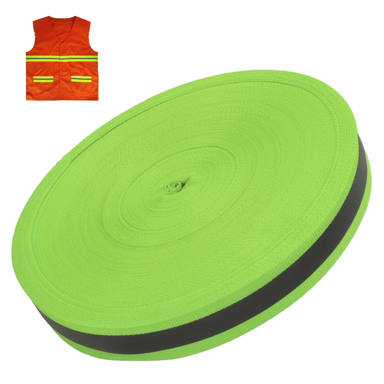 50 Yards 2cm High Visibility Reflective Tape Strip Sew On Reflective TapeReflective Ribbon for Warning Safety Trim Decor on Vest Belt Bag Shoes Pet Wears(Green) Gifts