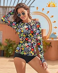 WOWENY Women Rash Guard Long Sleeve Swim Shirts UPF
