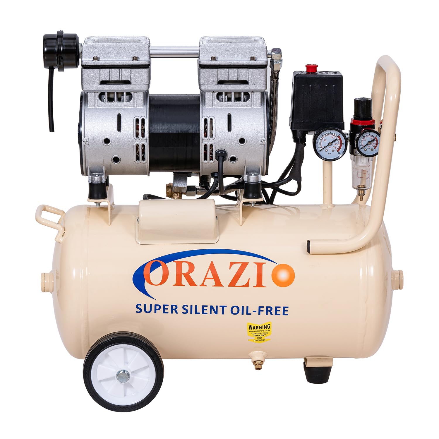 ORAZIO Air Compressor Oil Free 24 Litre 750W Low Noice Silent Portable Electric Air Compressor, for Home Workshop, Mobile Garage, Dental Clinic 241184
