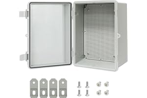 LMioEtool Junction Box ABS Plastic IP65 Waterproof Dustproof Universal Electrical Enclosure, Hinged Shell Outdoor and Indoor Usage Project Box11.4"x 7.5" x 5.5"(290 x 190 x 140mm), Grey
