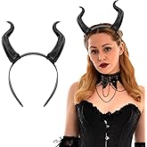 Maleficent Horns Hair Accessories,Black Devil goat Horns Headband for Halloween, Christmas and Cosplay Parties