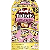 INABA Churu Tidbits Chewy Cat Treats, Tuna Salmon, 8ct | Immune support, Antioxidant support, 70% moisture, Training treat, Dual texture, 8 x 0.42 oz packs