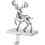 BIRDROCK HOME Christmas Stocking Holders for Mantle - Holiday Decorations - Mantle Fireplace Topper - Metal Hanger for Stocki