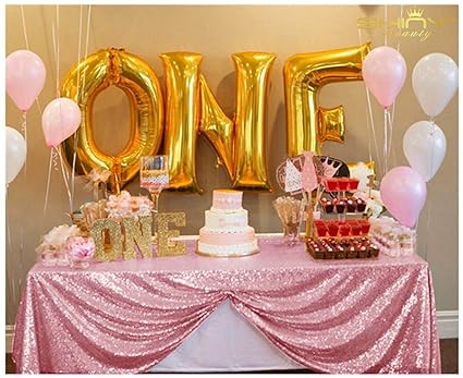 Amazon Com Sequin Tablecloth 90x132 Inch Rectangle Fuchsia Pink