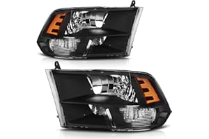 AUTOSAVER88 Headlight Assembly Compatible with 2009-2018 Dodge Ram 1500 2500 3500 Pickup / 2019-2022 Ram 1500 Classic Replacement Headlamp Black Housing Clear Lens (Only for Quad Models)