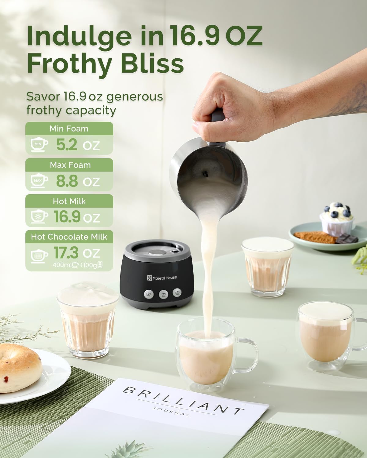 Maestri House Milchaufschäumer Elektrisch 500 ml Touch-Steuerung 5