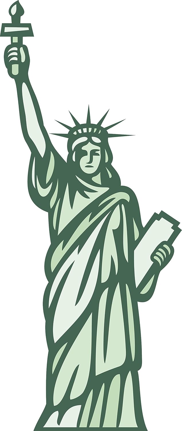 Amazon Com Simple Cartoon Green Statue Of Liberty Cartoon Vinyl