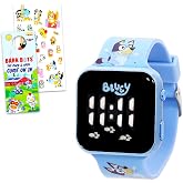 Bluey Watch for Kids Ages 4-8 - Bundle with a Digital Watch and Bingo Straps Plus Stickers | Easy to Read Wristwatch for Kids