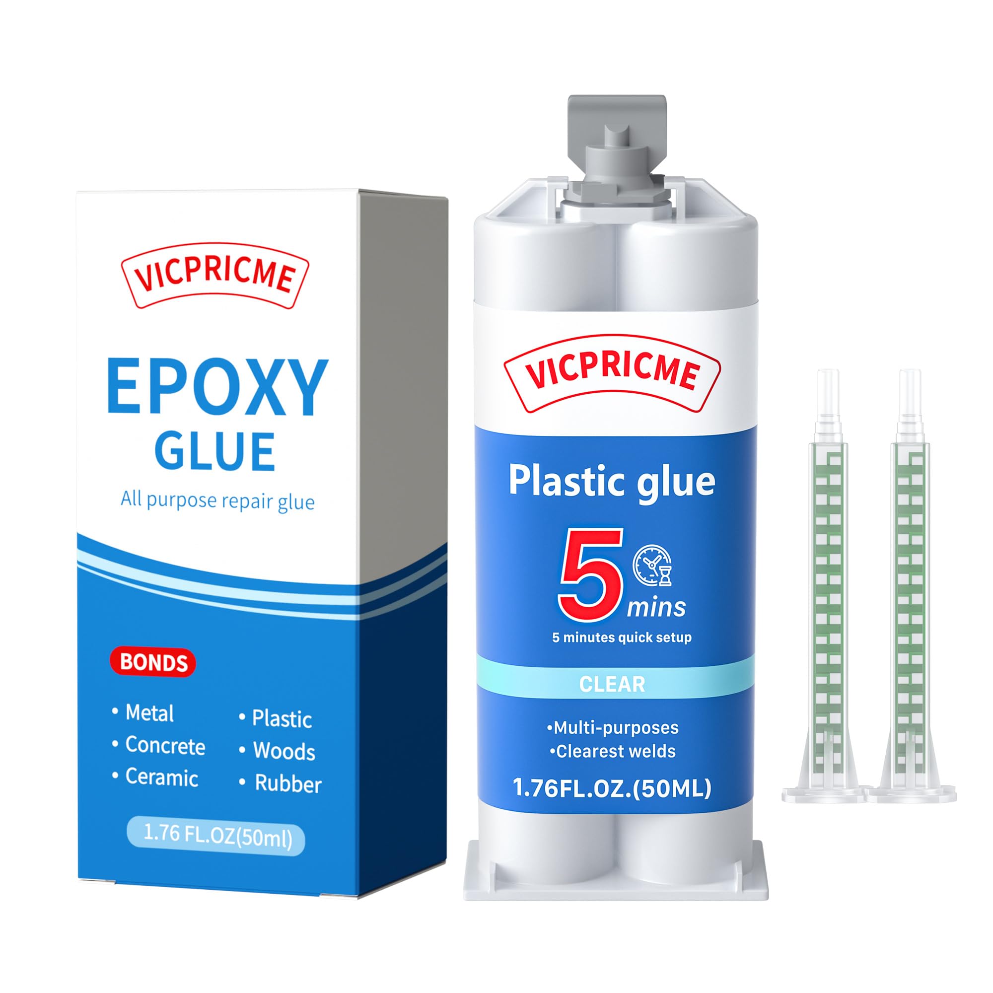 Photo 1 of Vicpricme 1.76OZ 5 Minutes Clear Epoxy Resin Plastic Glue - High Strength Bond for All Kinds of Plastics, Metal, and Wood - Cold Weld (1)