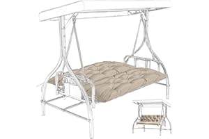 Porch Swing Cushions, Swing Cushions 3 Seater Replacement, Waterproof 2-3 Seater Washable Thicken by 5 Inches with Backrest, 